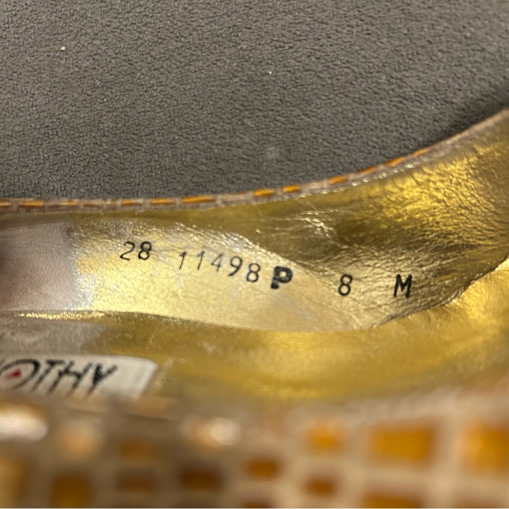 Vintage Timothy Hitsman Womens 8M Pumps Gold Leather Faux Snake Skin see desc - Picture 13 of 13